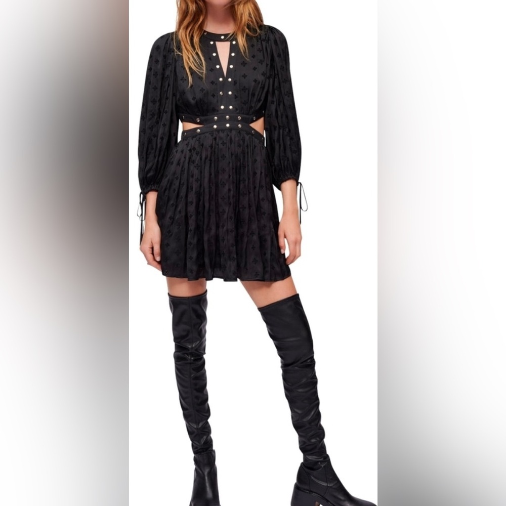 Maje Black Mini Dress with Stud Detail